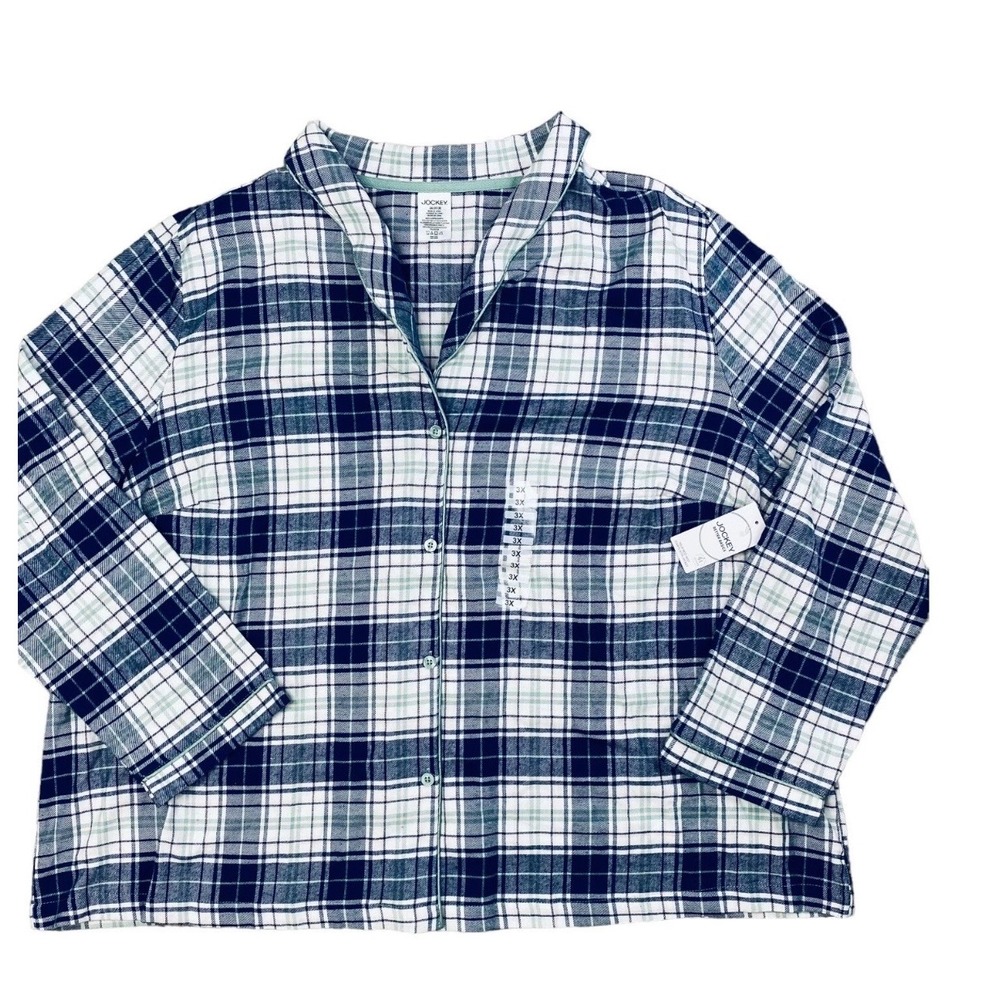 Jockey Pajama Top Womens 3X Winter Dawn Long Sleeve Button Down Soft Flannel Top